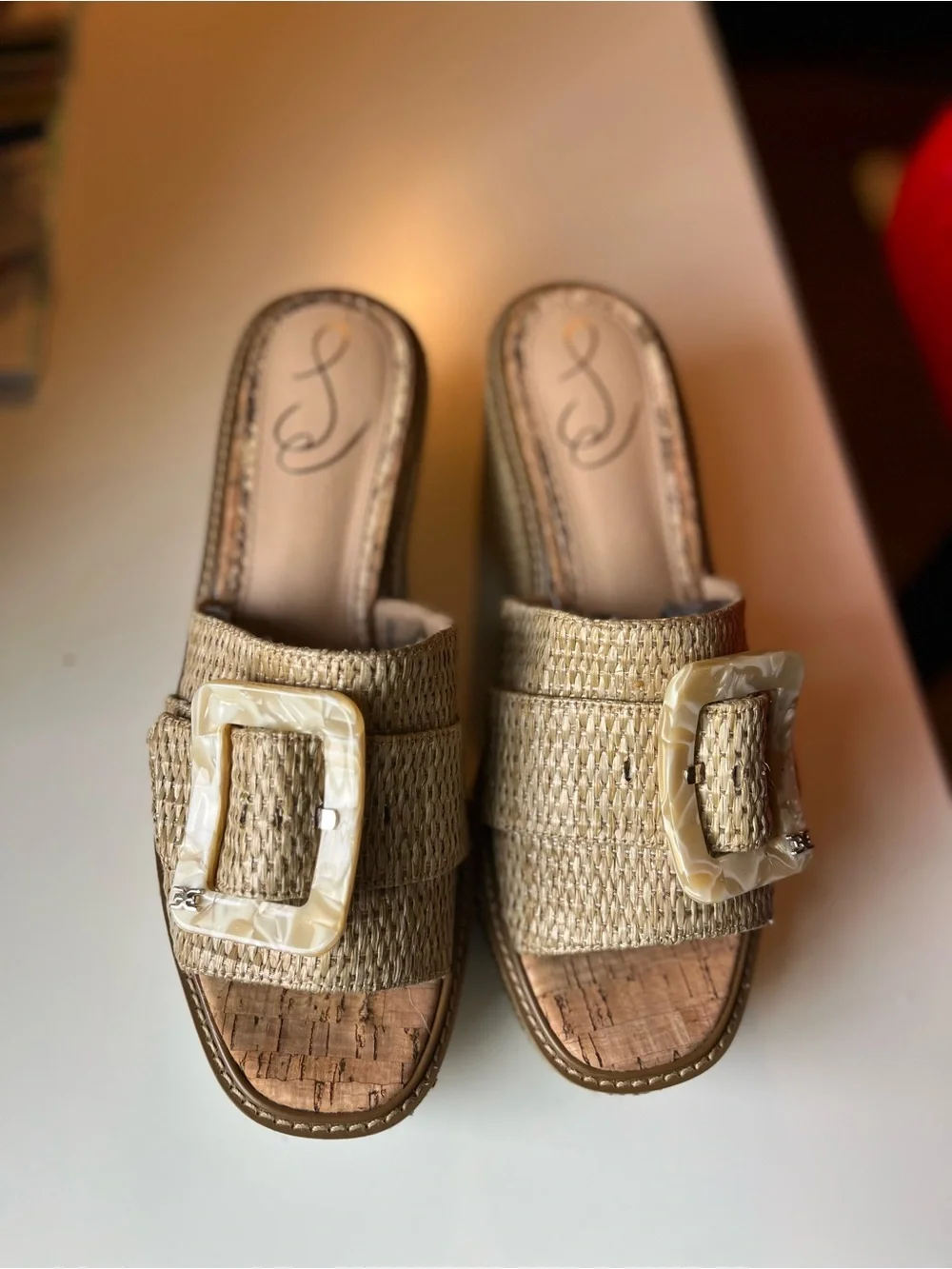 Sam Edelman Livi Platform Woven Wedge Slide Sandals in Natural